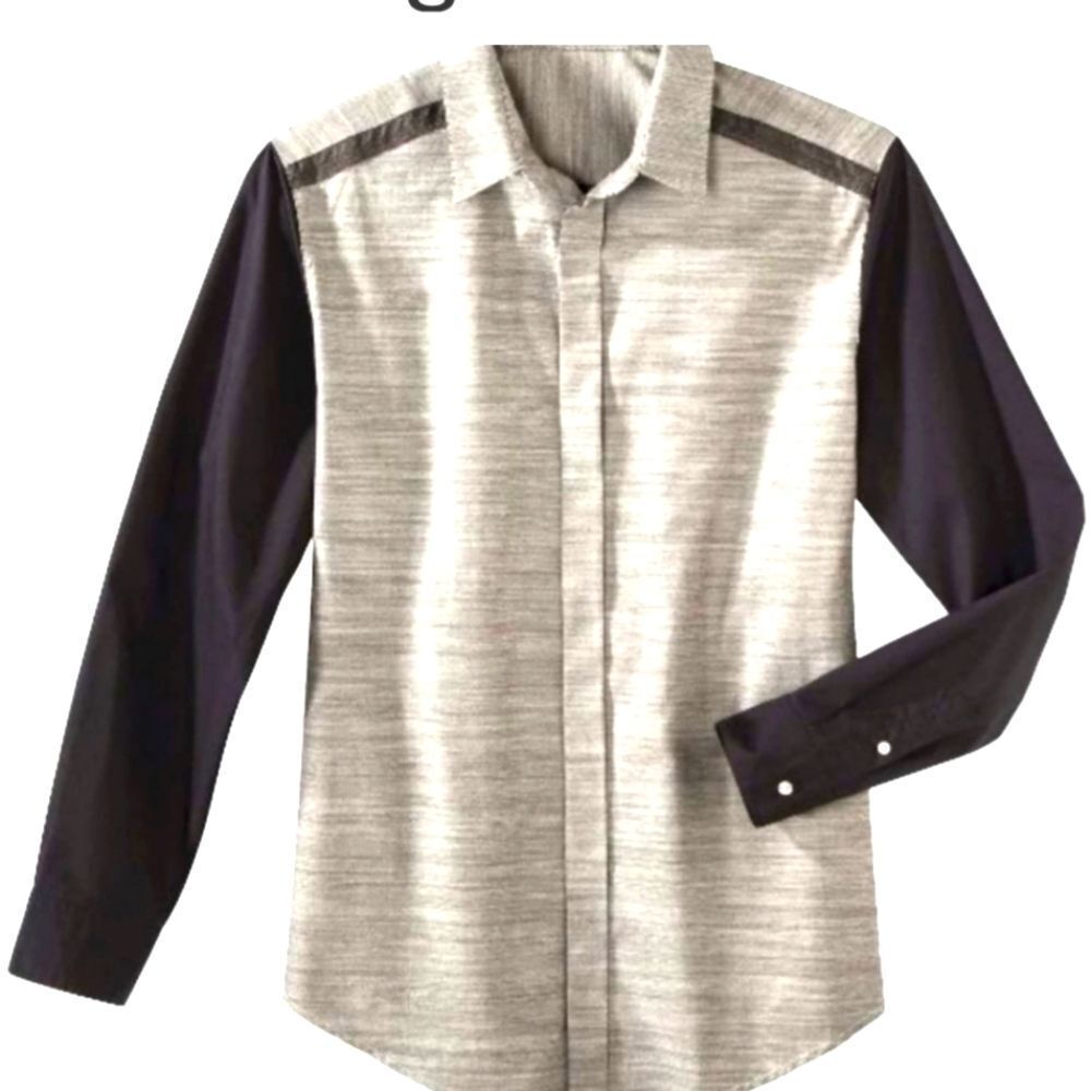 Phillip Lim Mens Casual‎ Gray Black Dressy Shirt L NWT